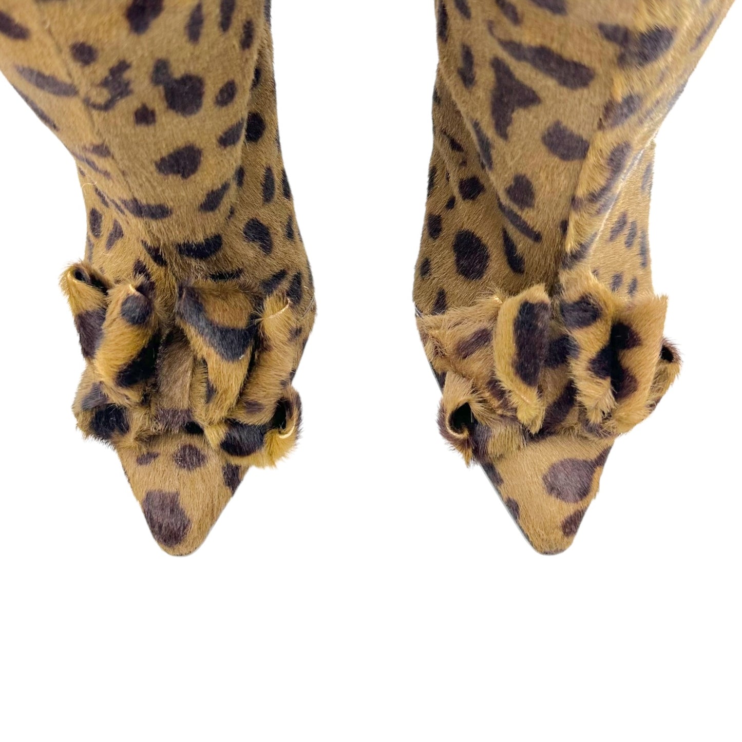 Roberto Cavalli Khaki Green Leopard Print Heeled Boots