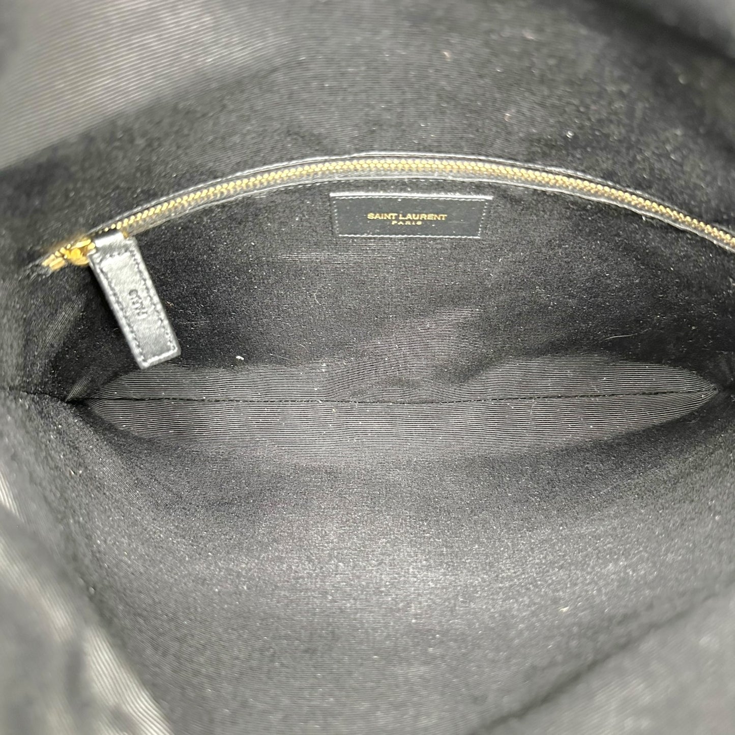 Saint Laurent Black Fold-Over Leather Clutch Bag