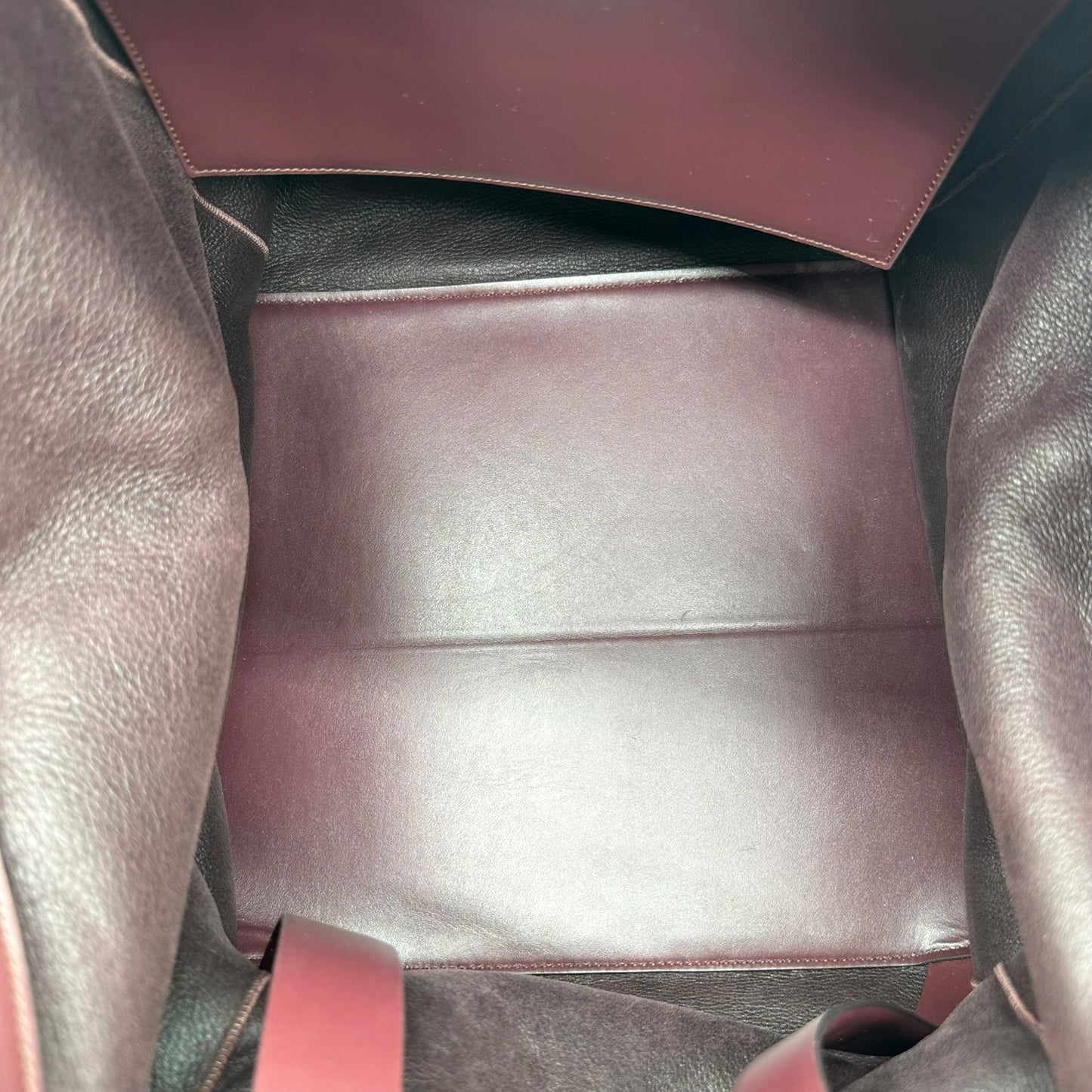 Salvatore Ferragamo Burgundy Shearling & Leather Tote Bag