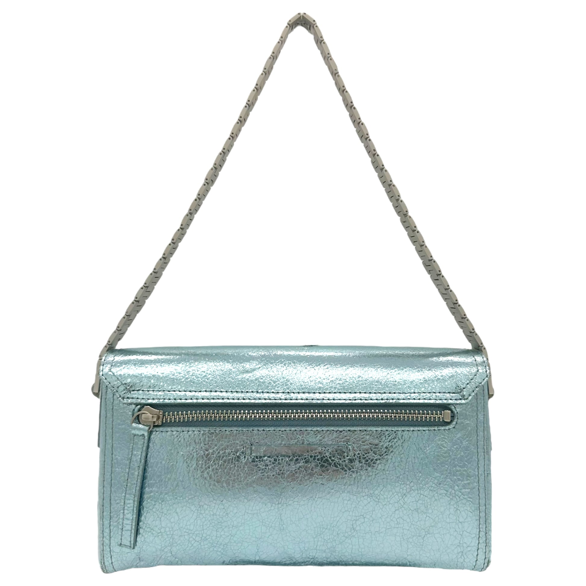 Jean Paul Gaultier Metallic Blue Leather Barrel Bag