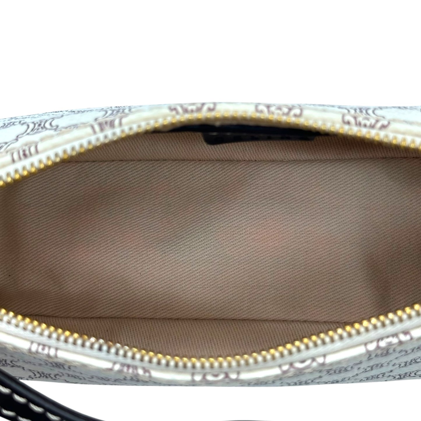 Celine White Triomphe Monogram Pochette Bag