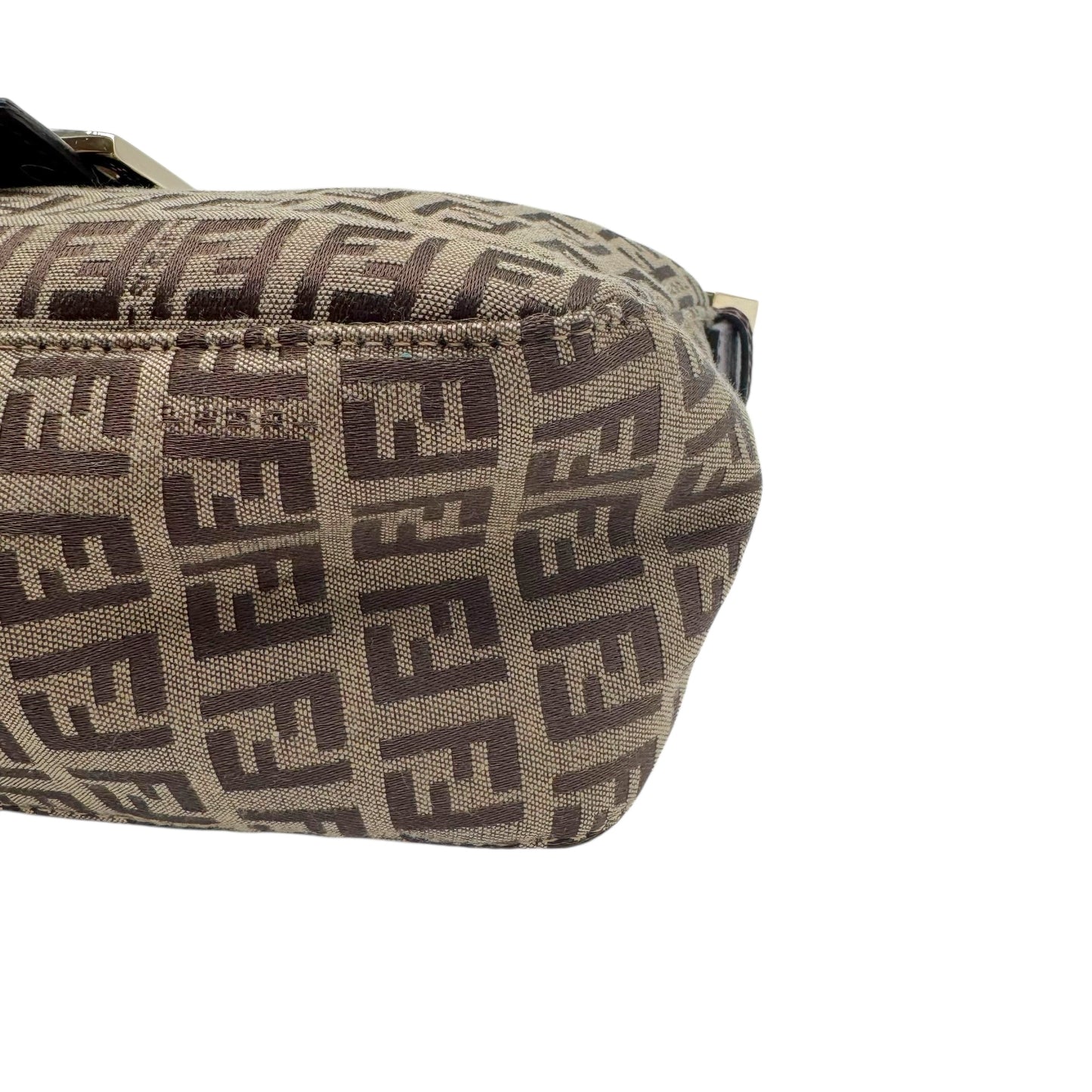 Fendi Beige & Brown Zucchino Monogram Fold-Over Baguette Bag