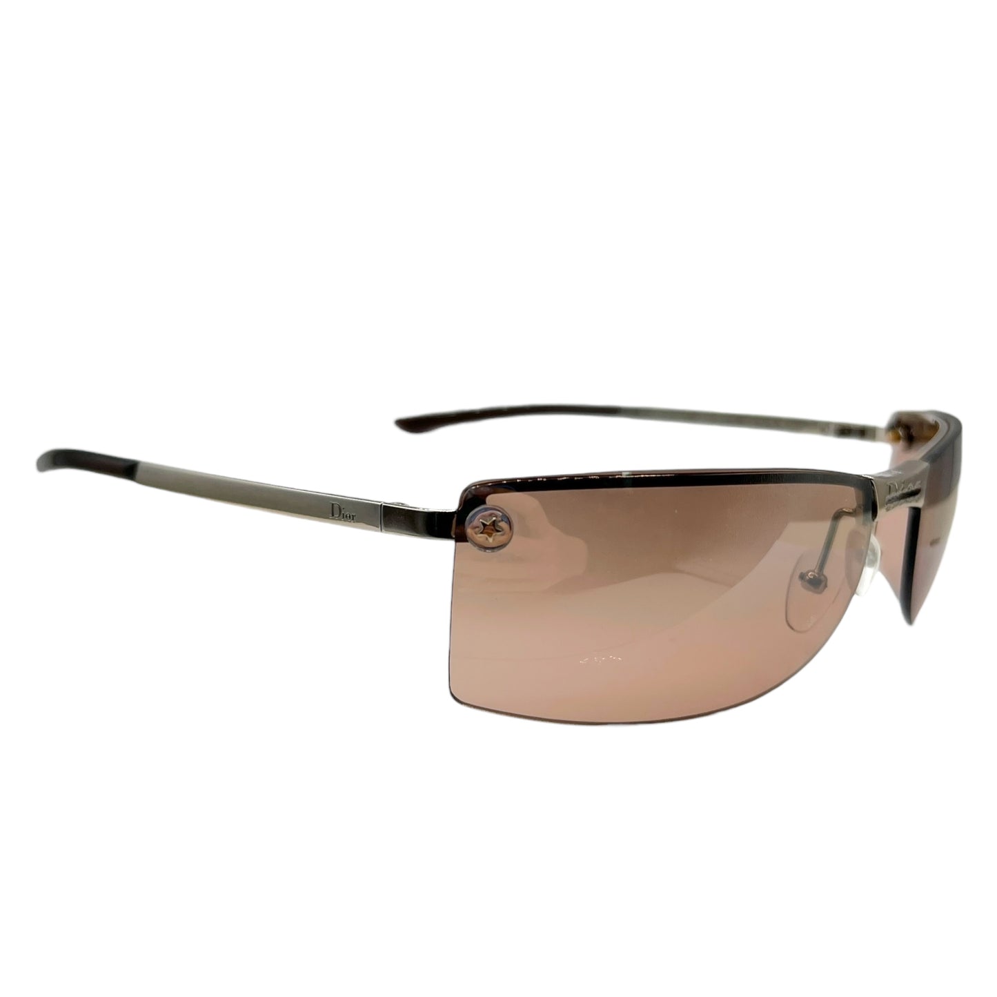 Christian Dior Adiorable1 Brown & Silver Rimless Gradient Sunglasses w/ Case