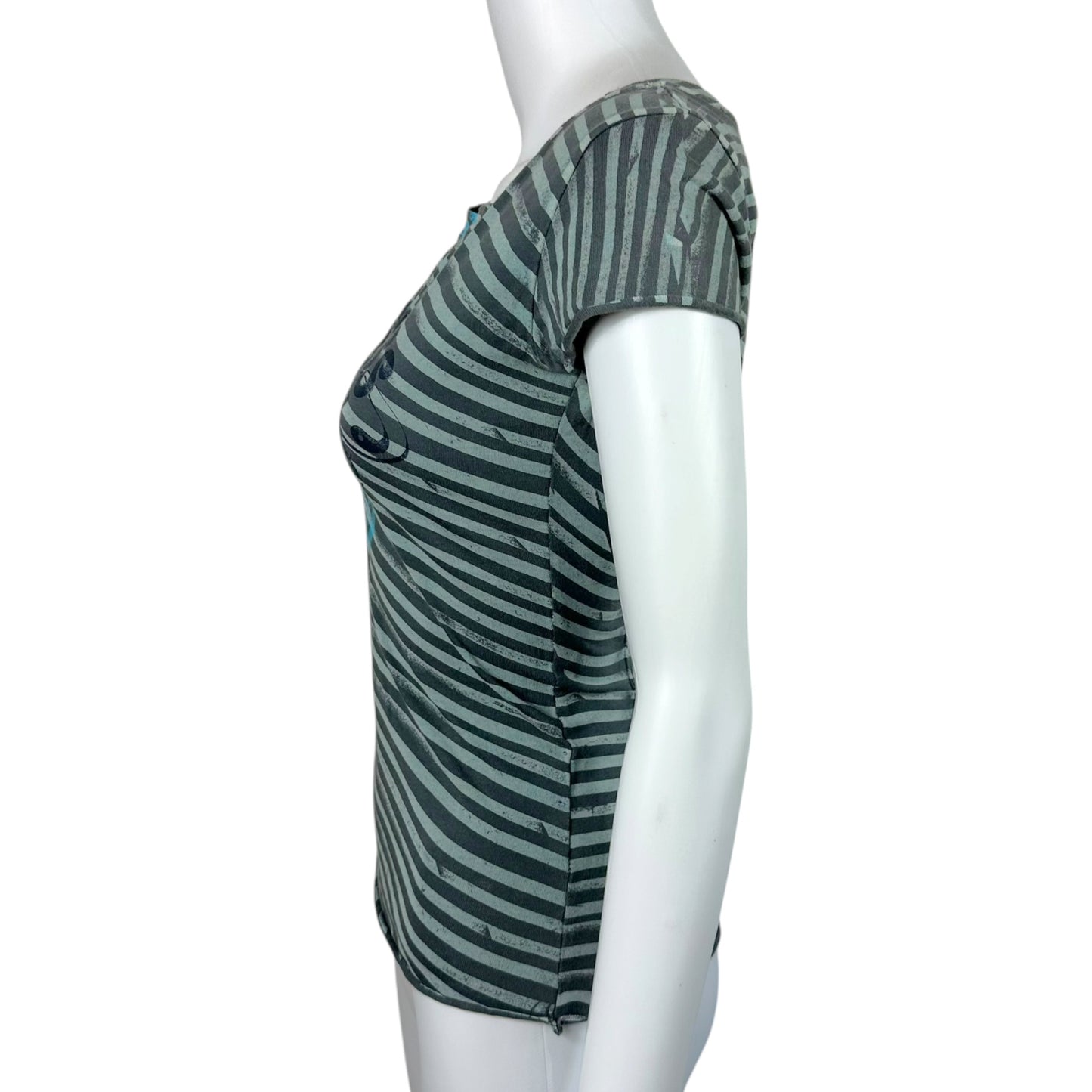 Juicy Couture Gray & Blue 'Heiress of Rock-n-Roll' Striped V-Neck T-Shirt