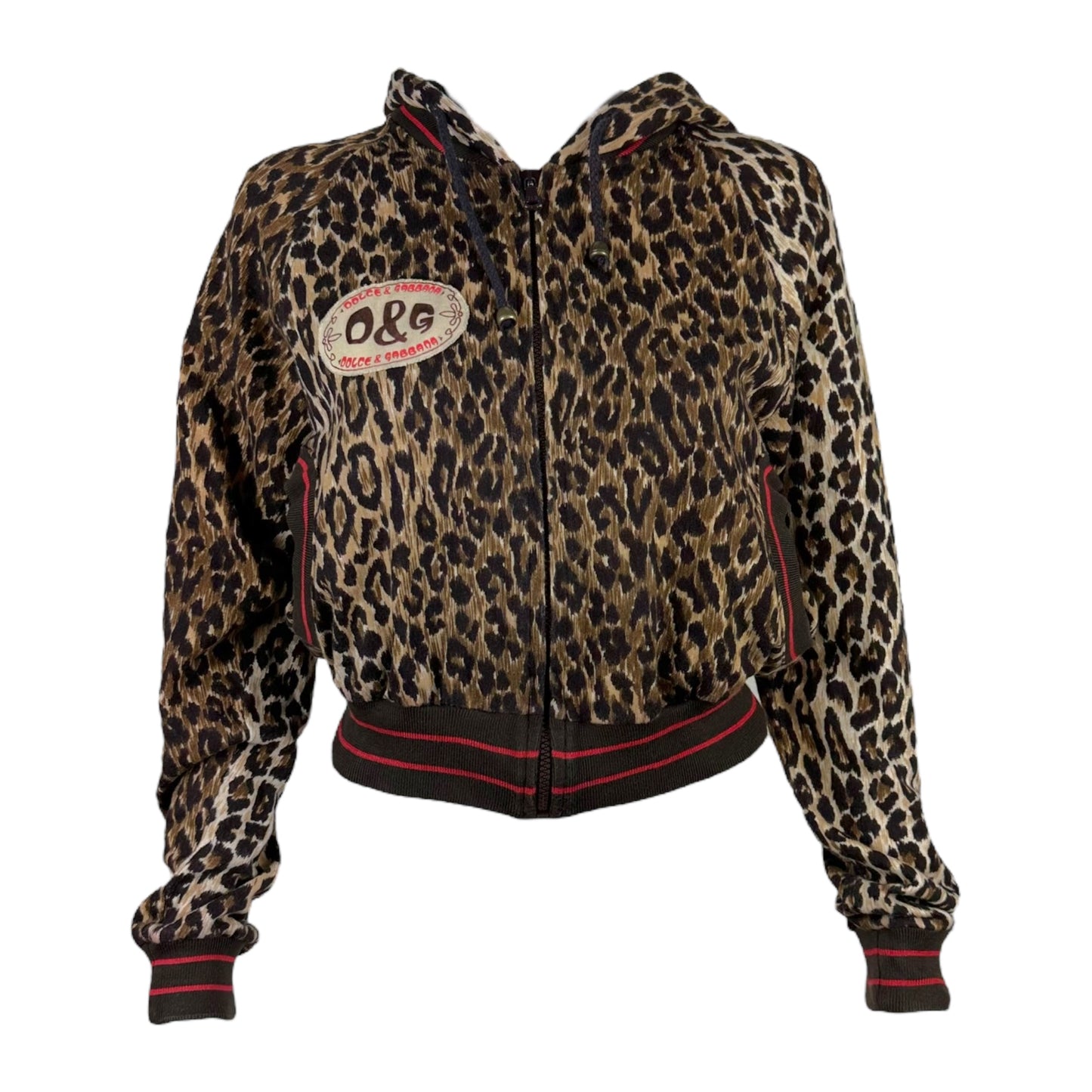 D&G Dolce & Gabbana 'My Favorite Jogging Clothes' Leopard Print Crop Hoodie - Outfit Repeater