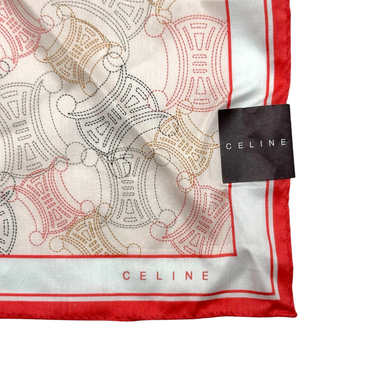 Celine Cotton Bandana Scarf Coral Pink Blue Monogram
