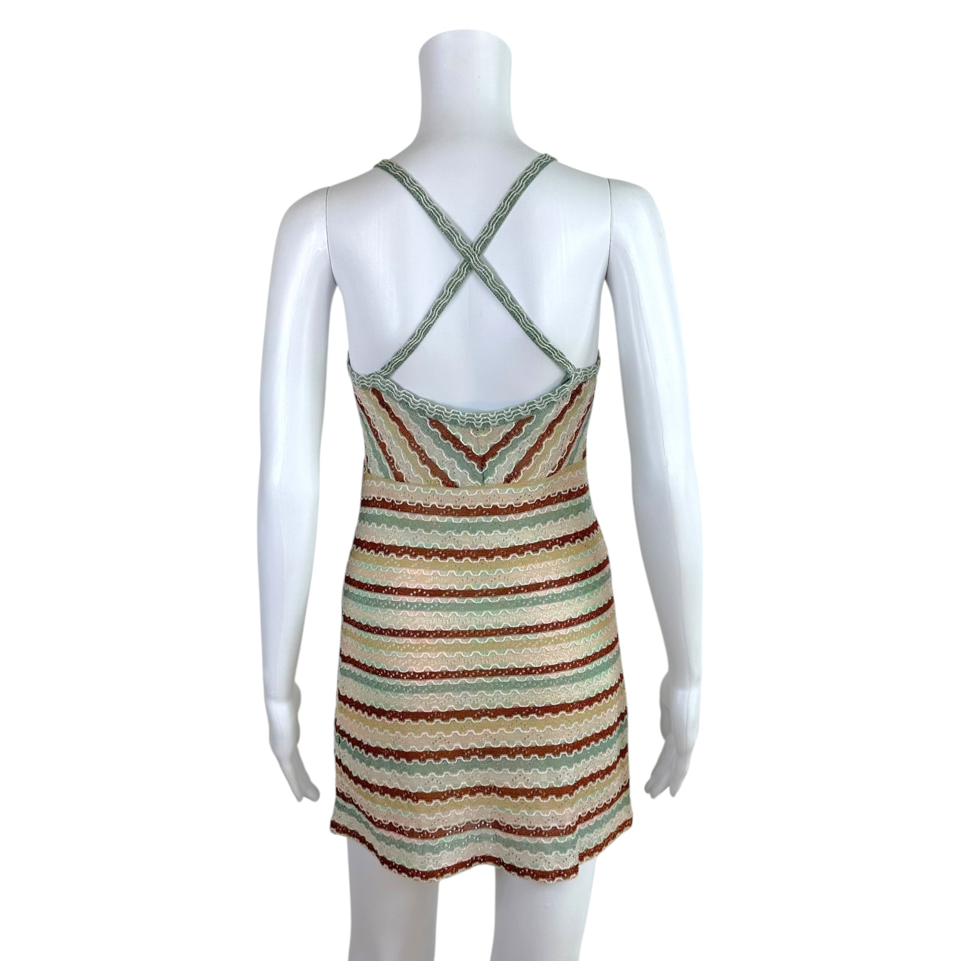 M Missoni Mini Dress Light Blue Metallic Chevron Knit