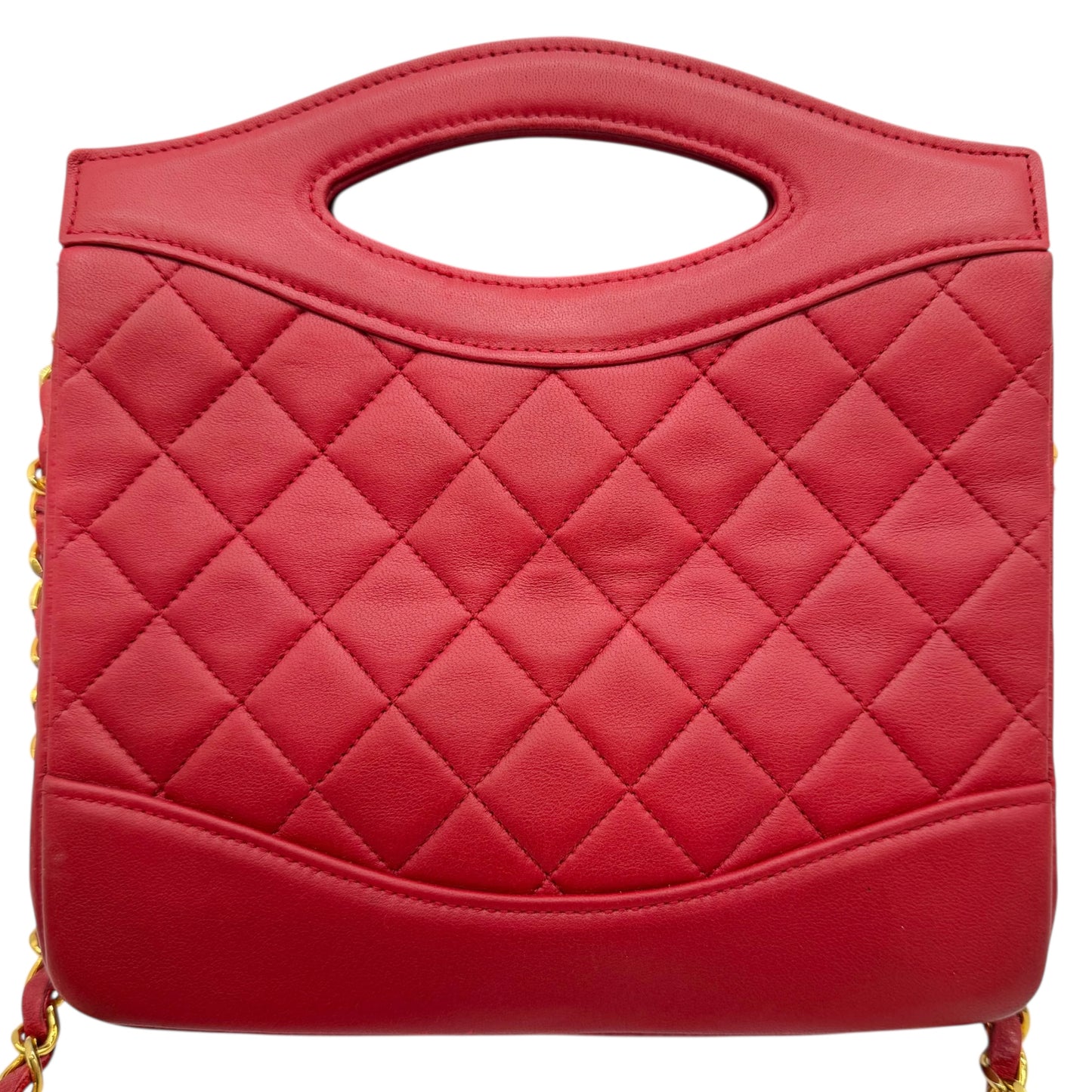Chanel 90's Red & Gold Matelasse Leather Mini 31 2-Way Tote - Outfit Repeater