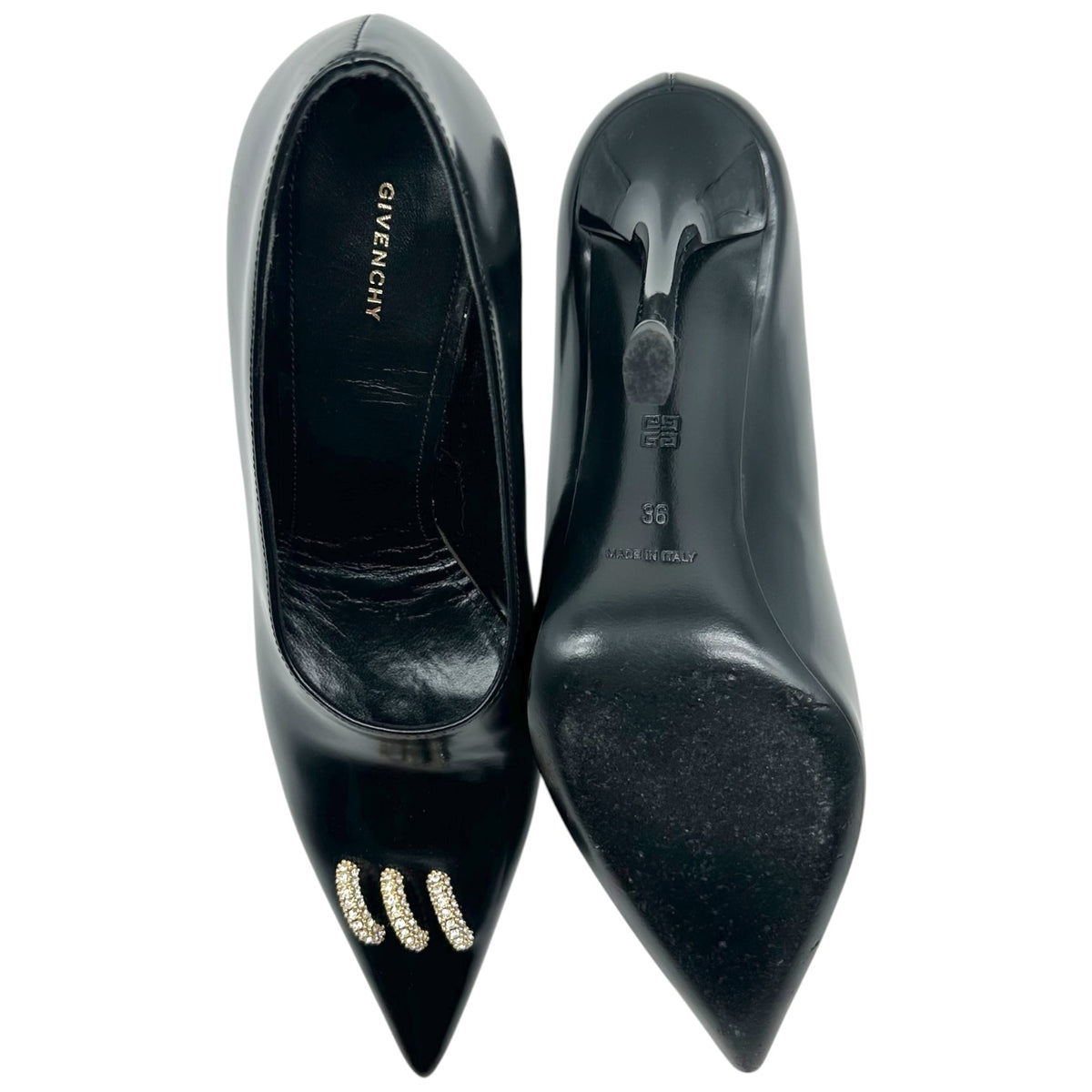 Givenchy Black Leather Crystal Embellished Pumps
