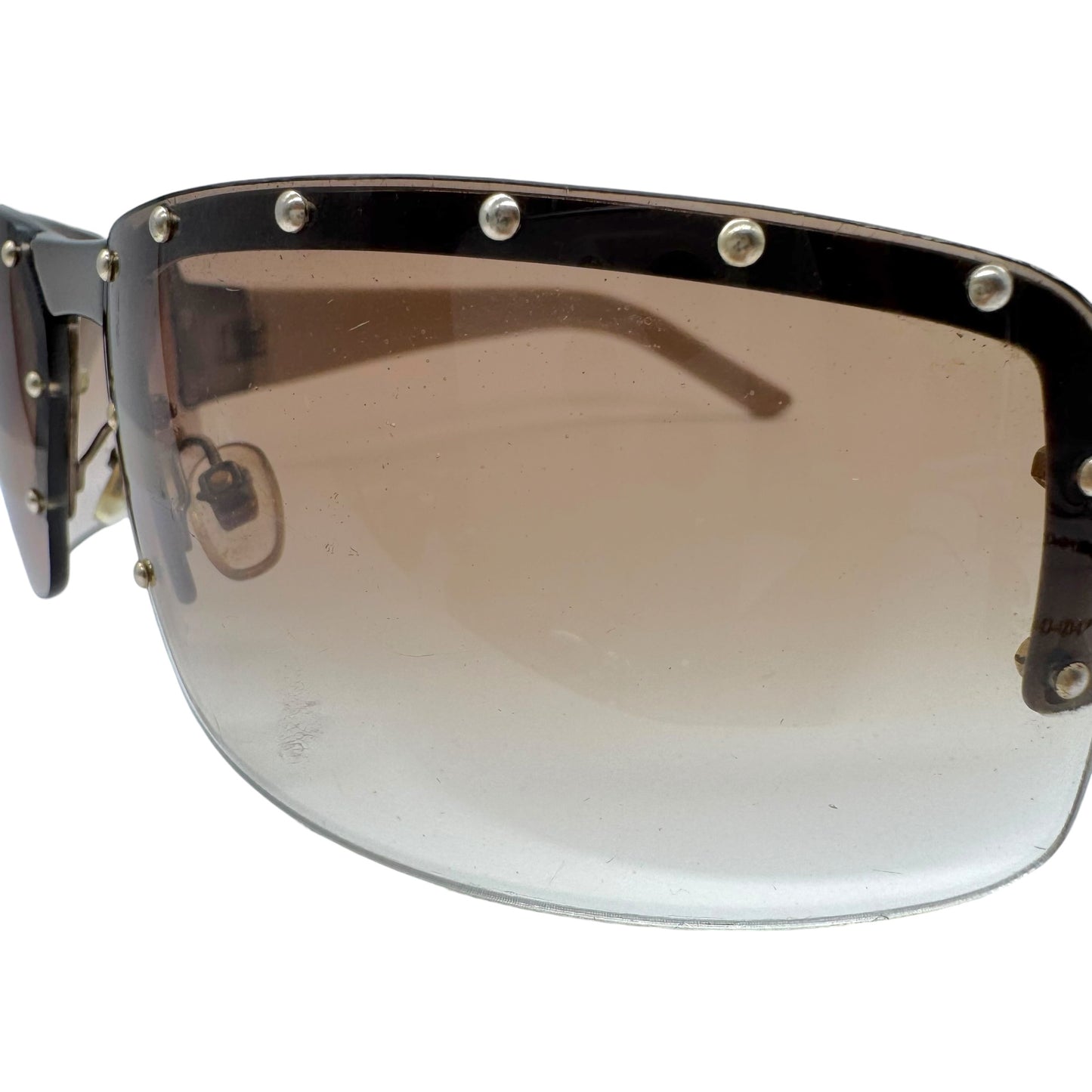 Gucci GG1823/S Studded Lens Monogram Arm Rimless Wrap Sunglasses