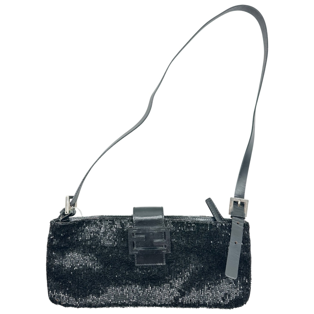 Fendi Black Beaded Crossbody Baguette Bag