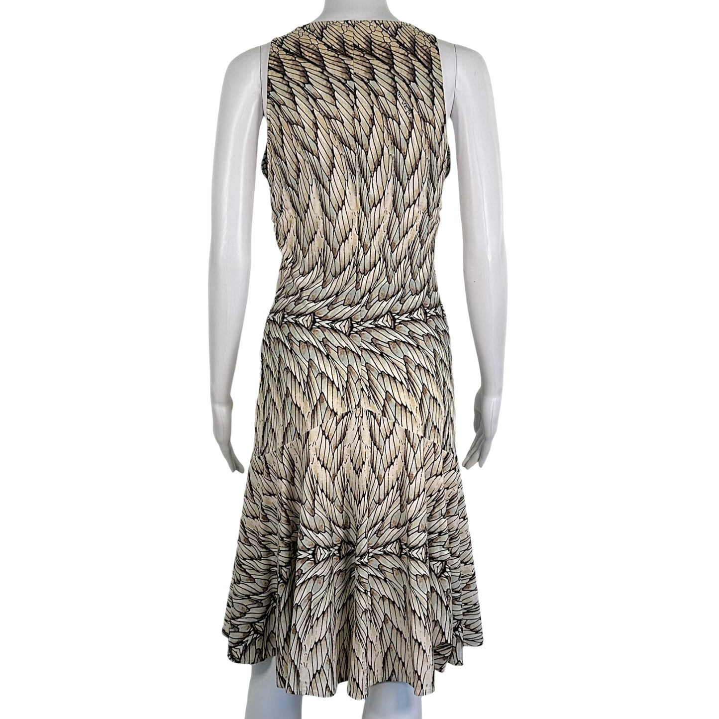 Roberto Cavalli 2006 Blue & Brown Scale Print Midi Dress