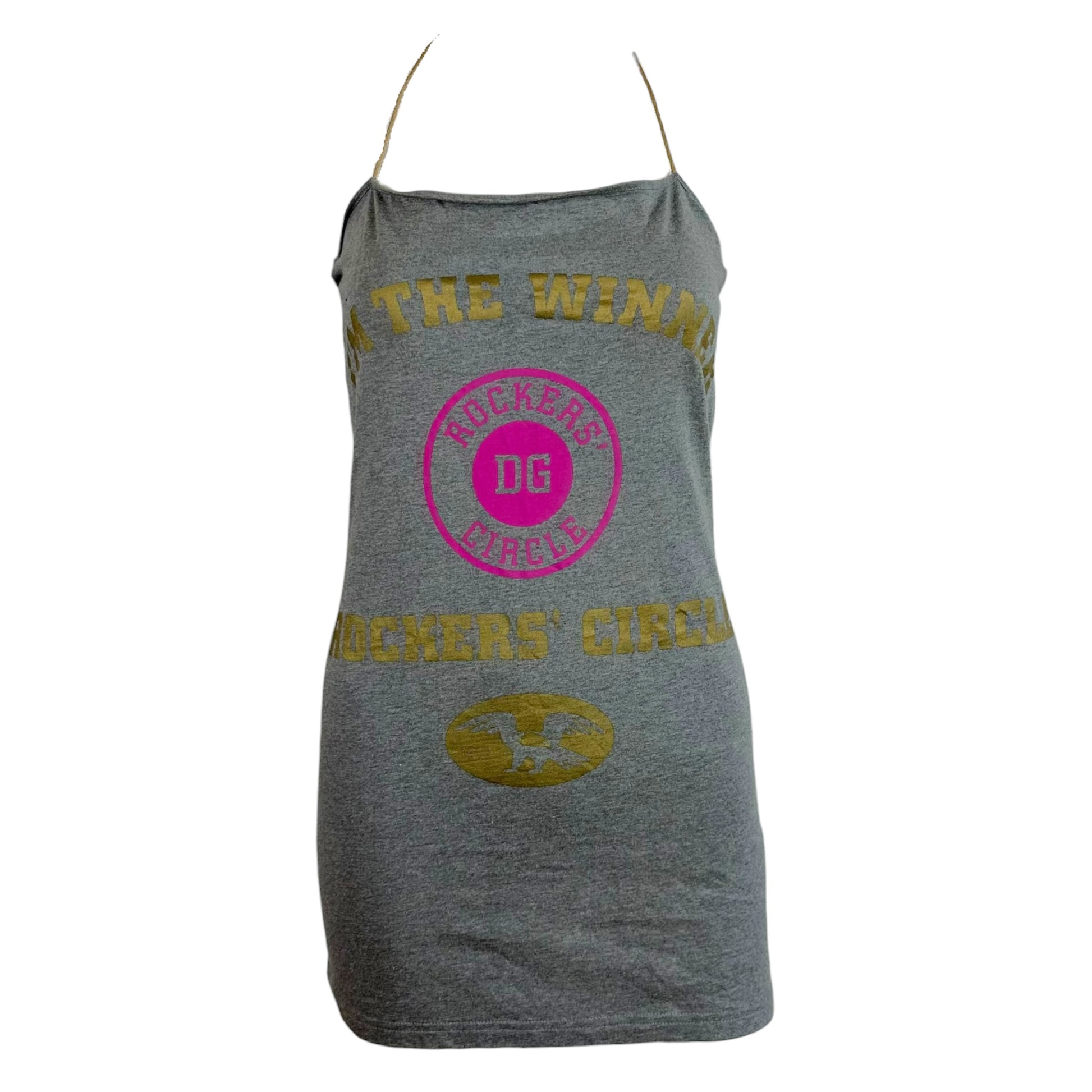 Dolce & Gabbana Mini Halter Dress Grey Graphic Pink Yellow