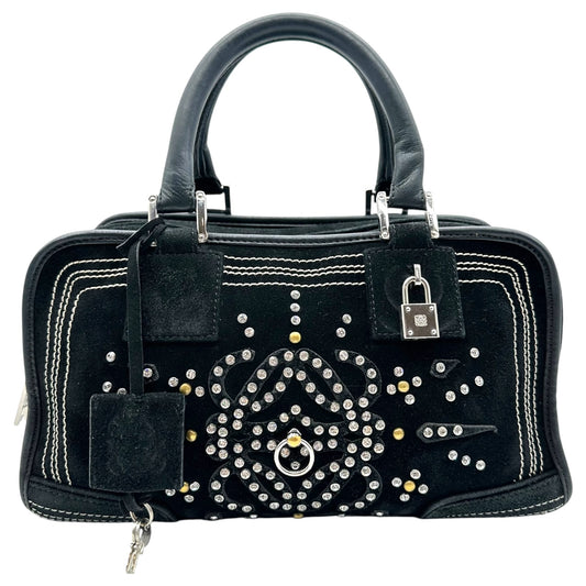 Loewe Black Suede Rhinestone Studded Amazona Bag