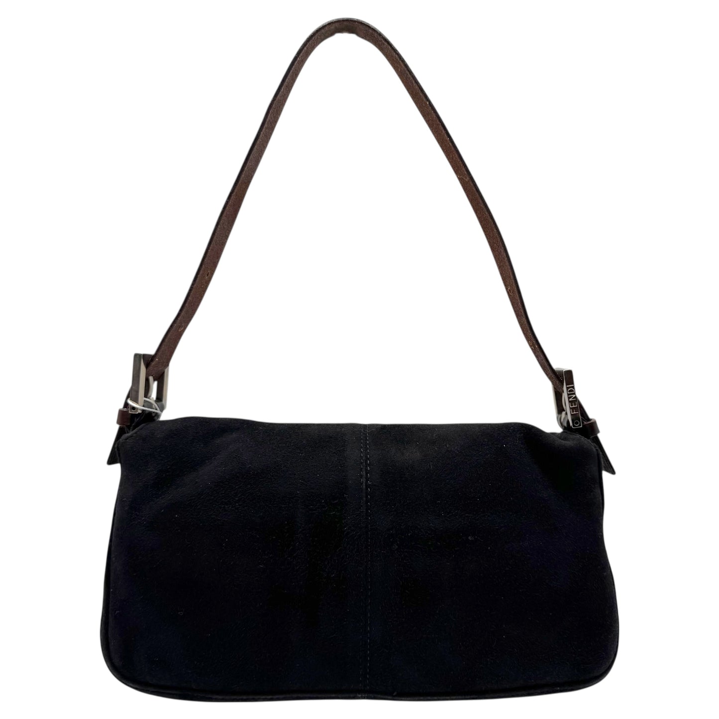 Fendi Black Suede & Brown Leather Baguette Bag - Outfit Repeater