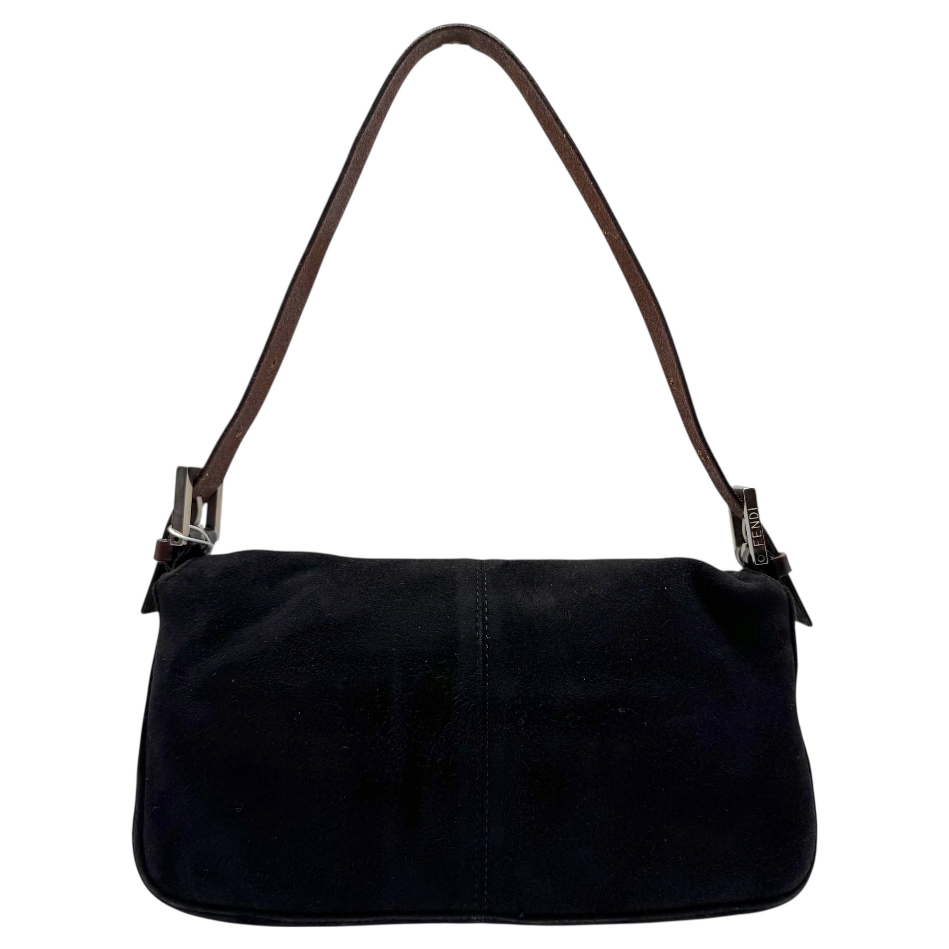 Fendi Black Suede & Brown Leather Baguette Bag - Outfit Repeater