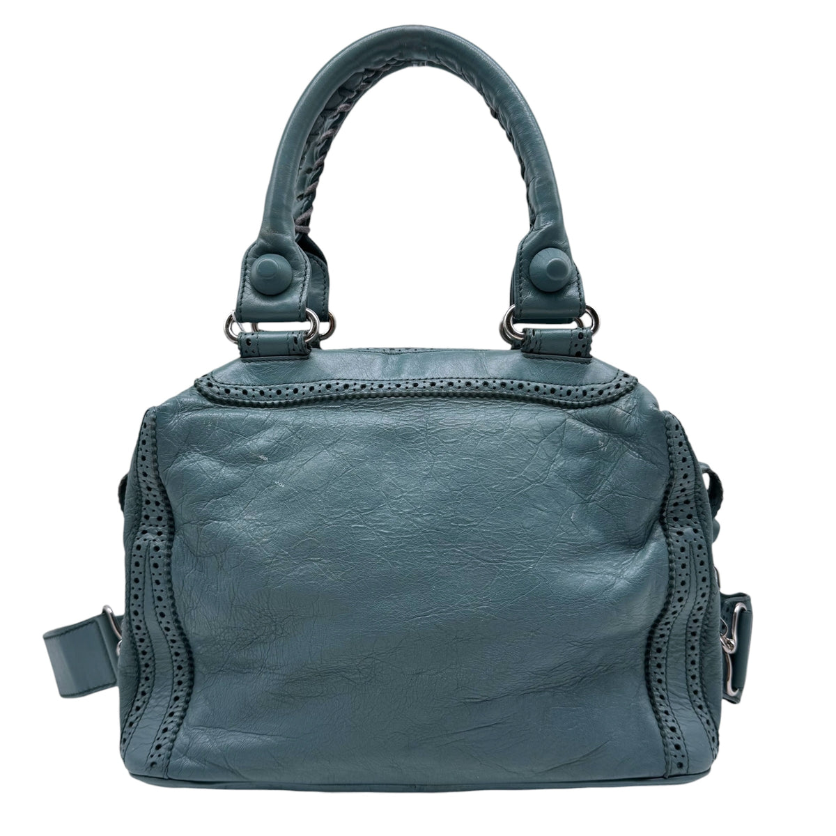 Balenciaga Leather Bowler Bag Dusty Blue 2-Way Small