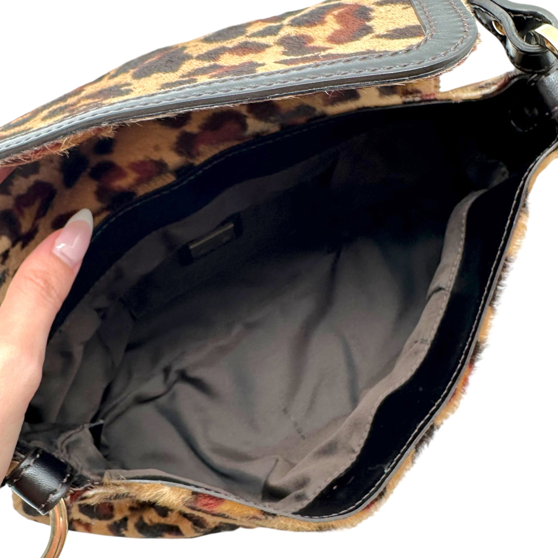 Fendi Leopard Print Ponyhair Shoulder Bag