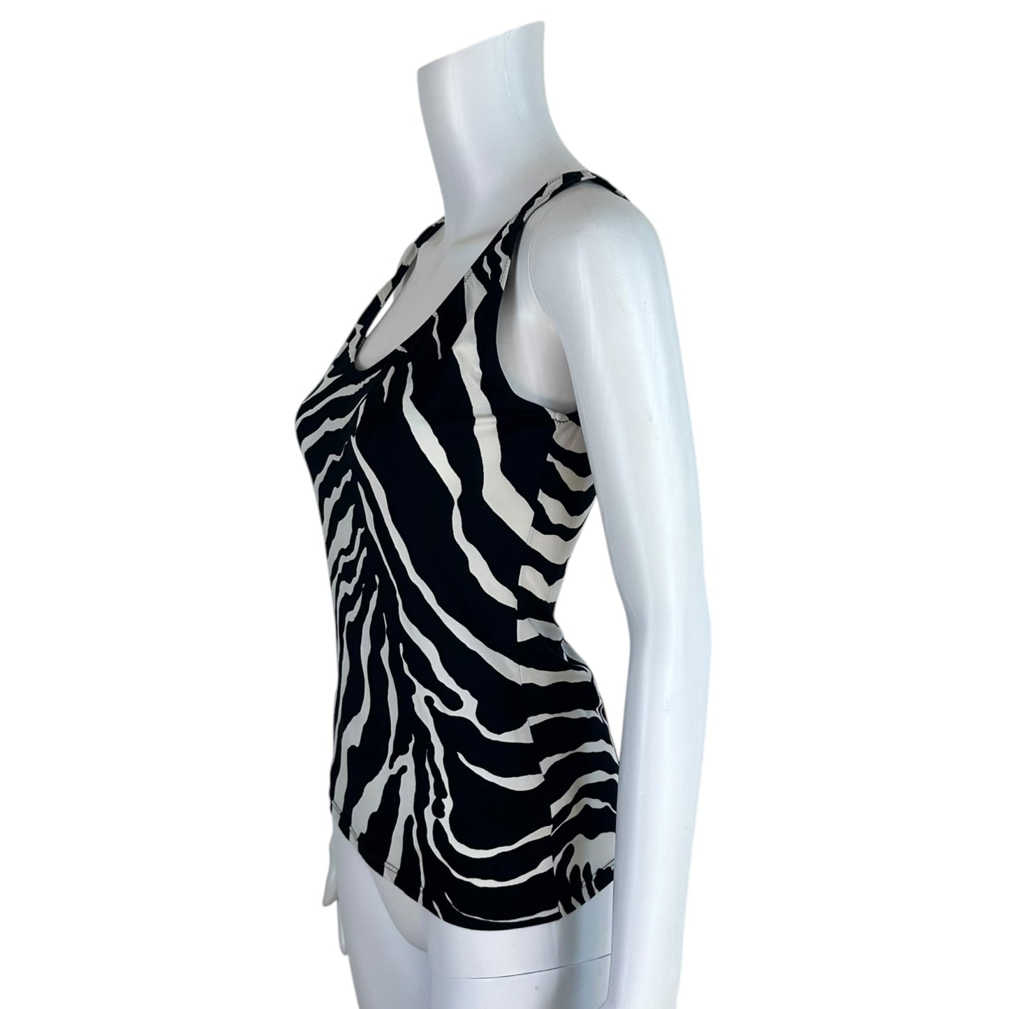 Dolce & Gabbana Zebra Print Tank Top Black White Fitted