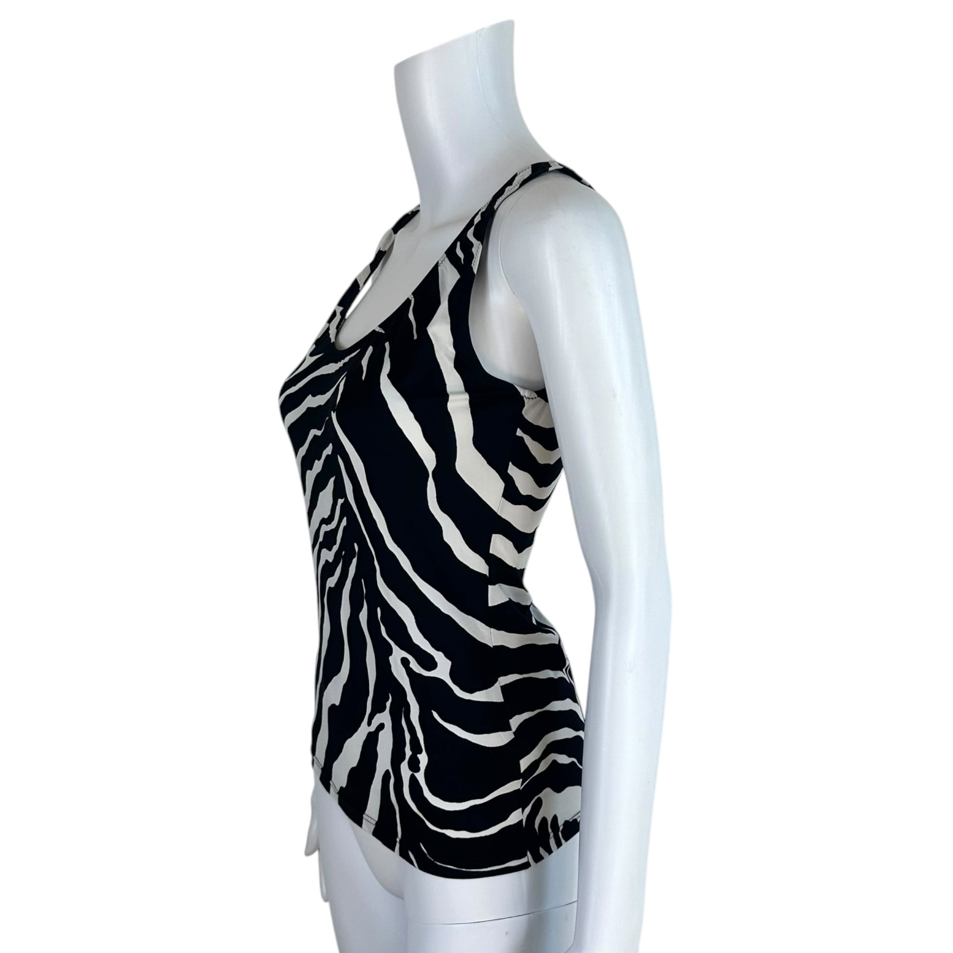 Dolce & Gabbana Zebra Print Tank Top Black White Fitted