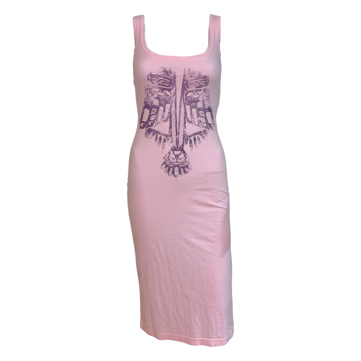 Dsquared2 Pink Totem Pole Logo Print Midi Tank Dress