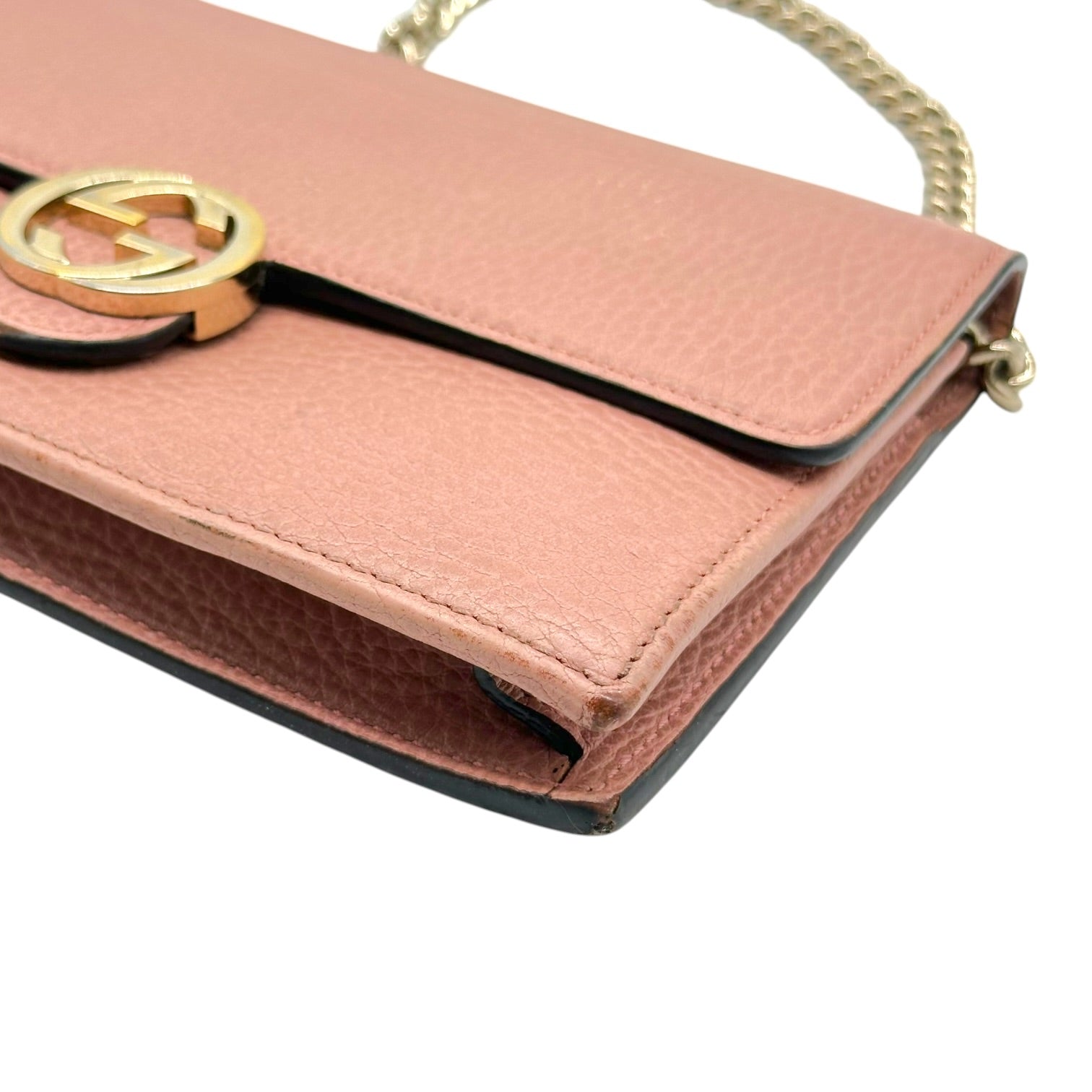 Gucci Crossbody Wallet-on-Chain Bag Blush Pink Leather