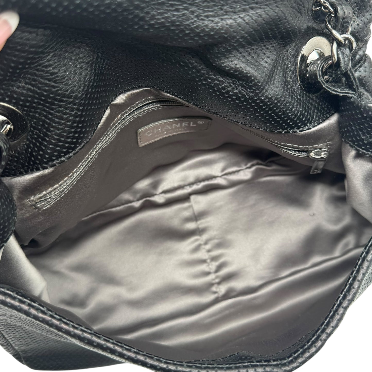 Chanel Black Perforated Leather Shoulder Bag - Outfit Repeater