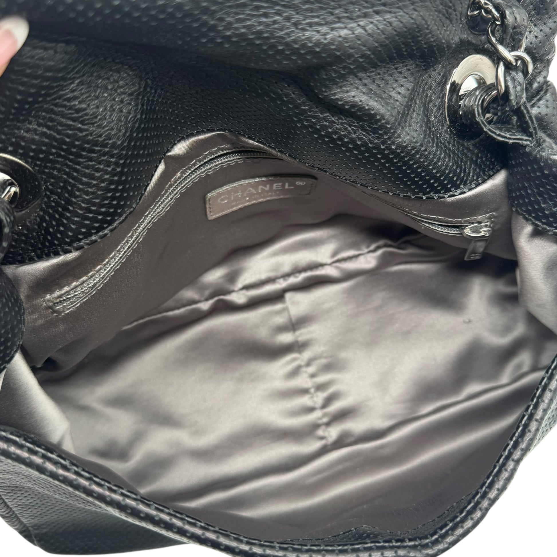 Chanel Black Perforated Leather Shoulder Bag - Outfit Repeater