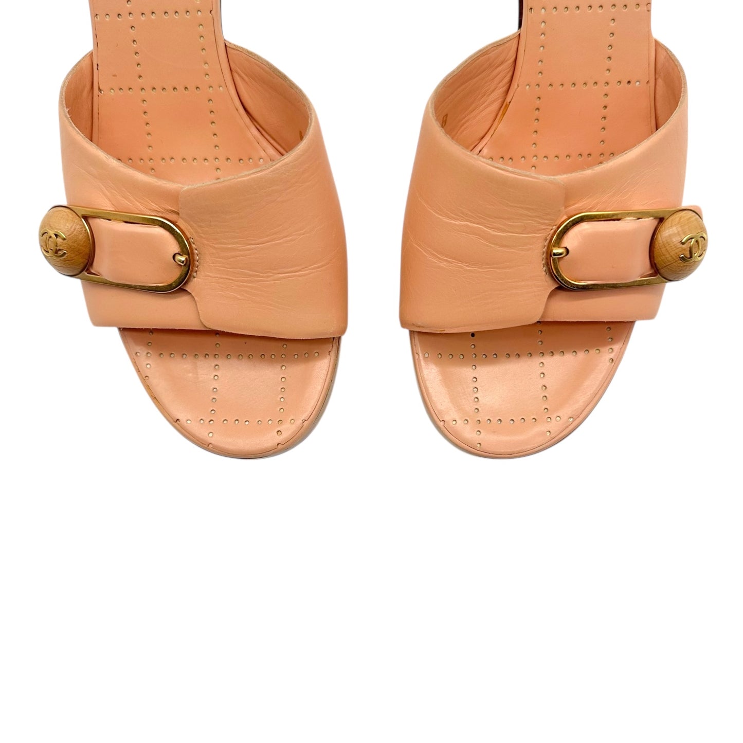 Chanel Light Pink Safety Pin Mule Heels