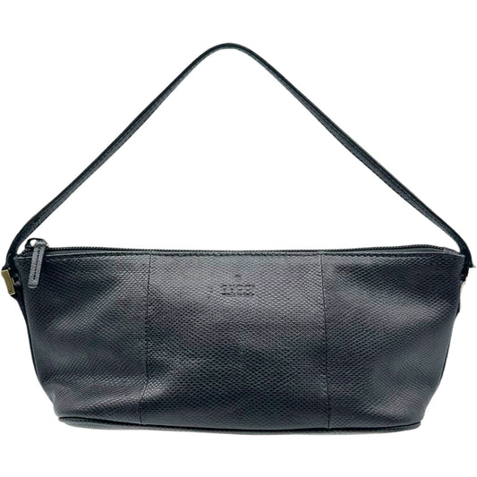Gucci Black Gold Lizard Skin Boat Pochette Bag