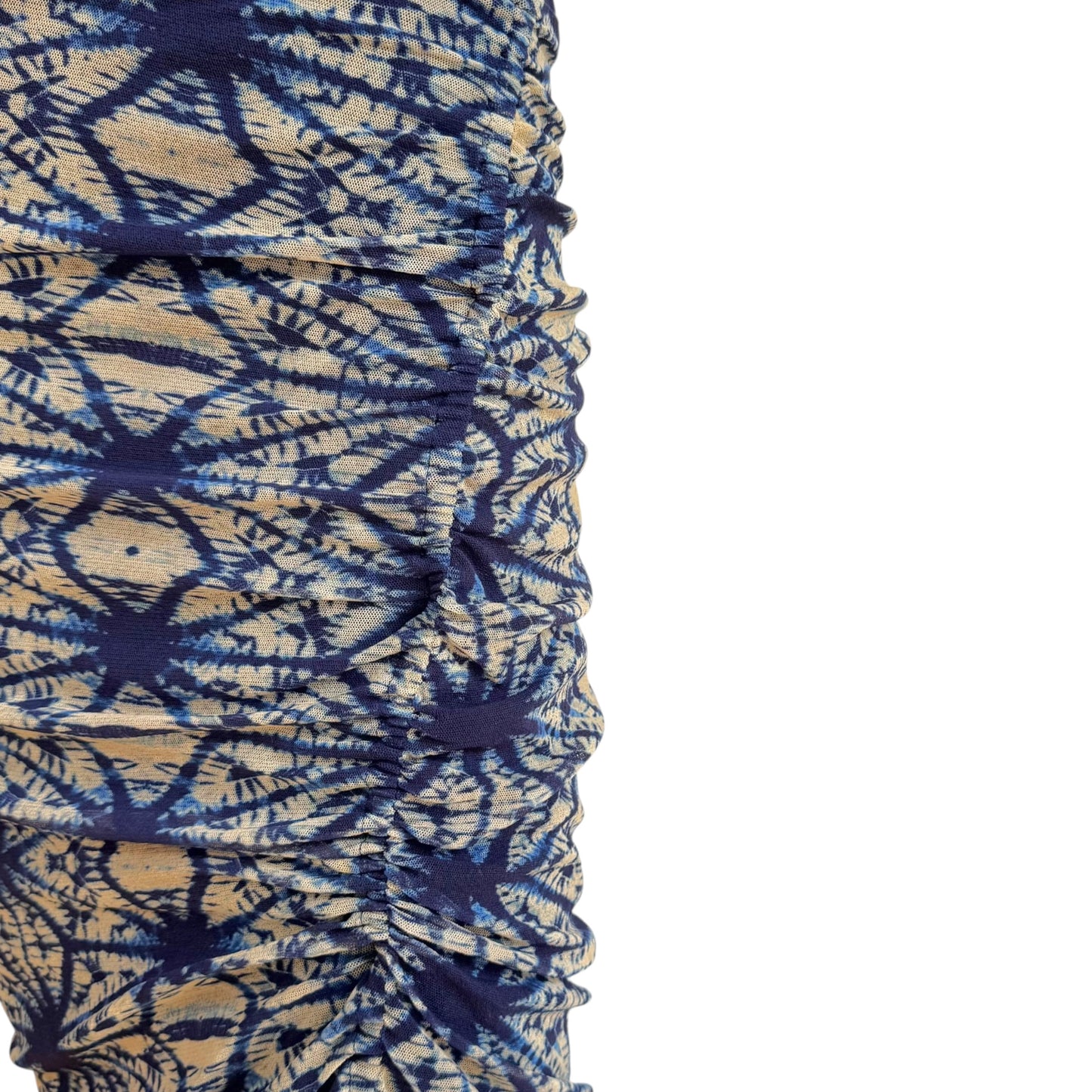 Jean Paul Gaultier Soleil Blue & Beige Tie Dye Print Mesh Midi Skirt