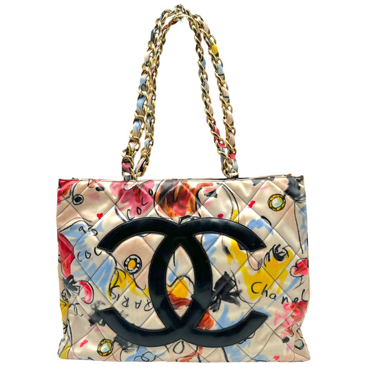 Chanel Multicolor Coated Canvas Tote Bag with CC Logo