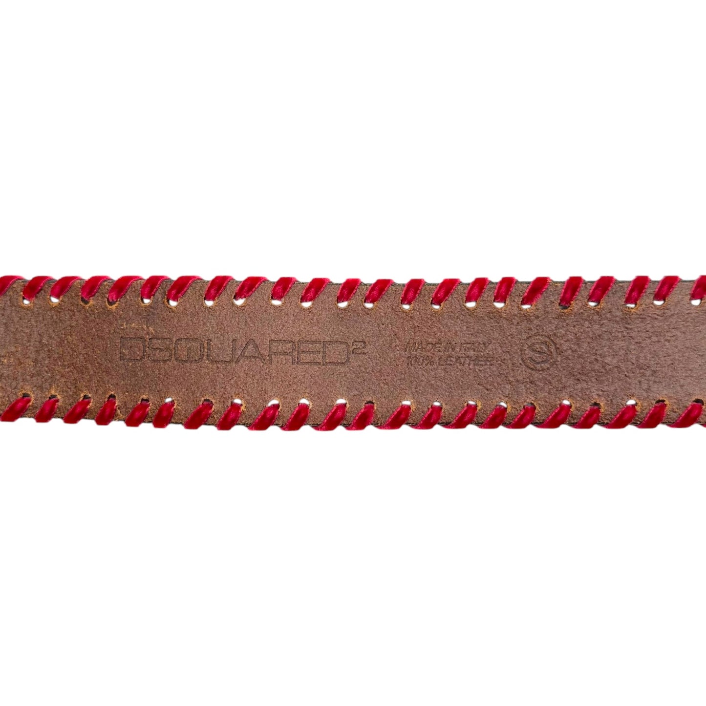 Dsquared2 Brown Leather Red Velvet Belt