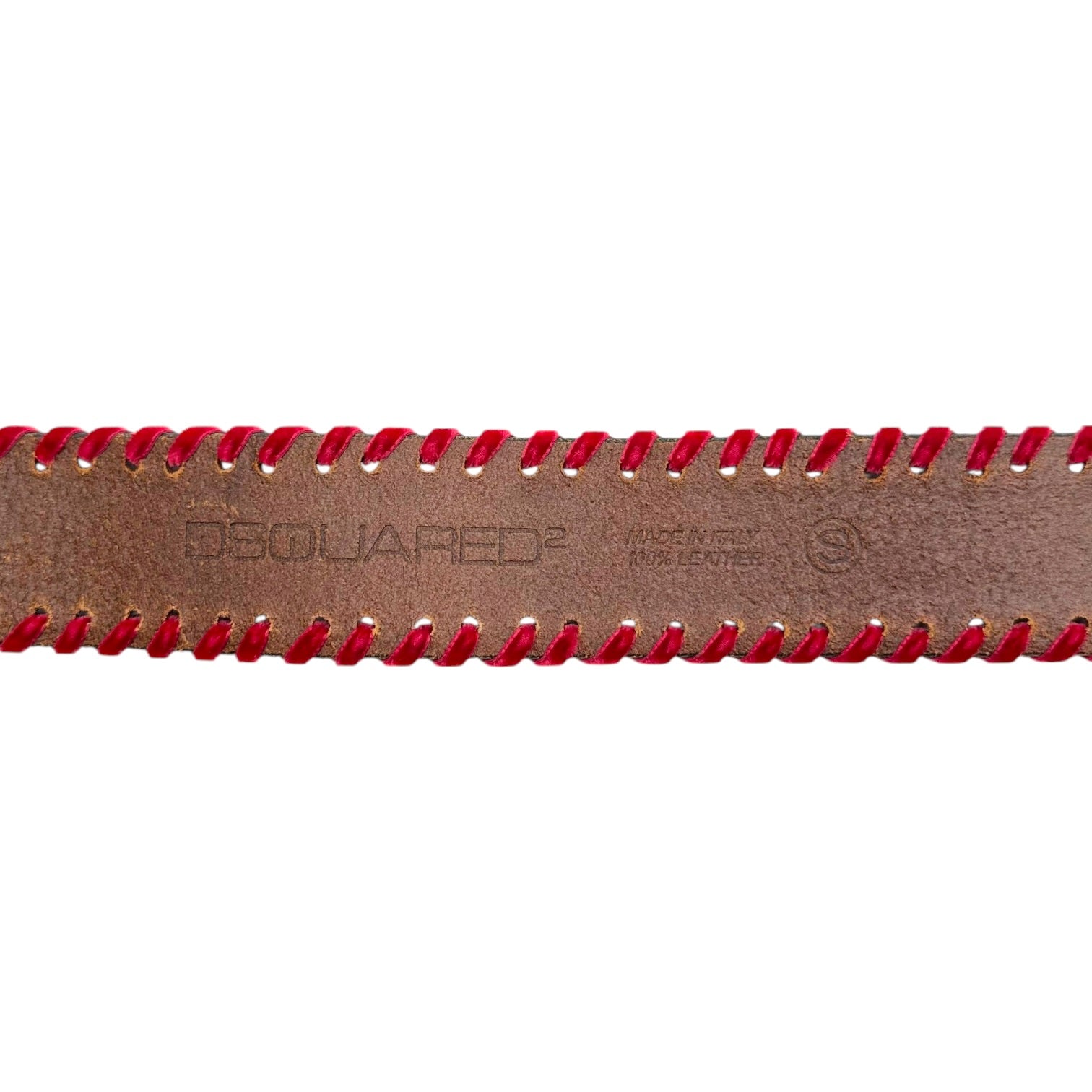 Dsquared2 Brown Leather Red Velvet Belt