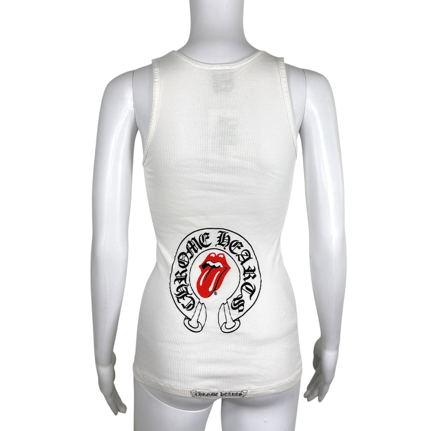 Chrome Hearts Vintage White Rolling Stones Logo Graphic Tank Top