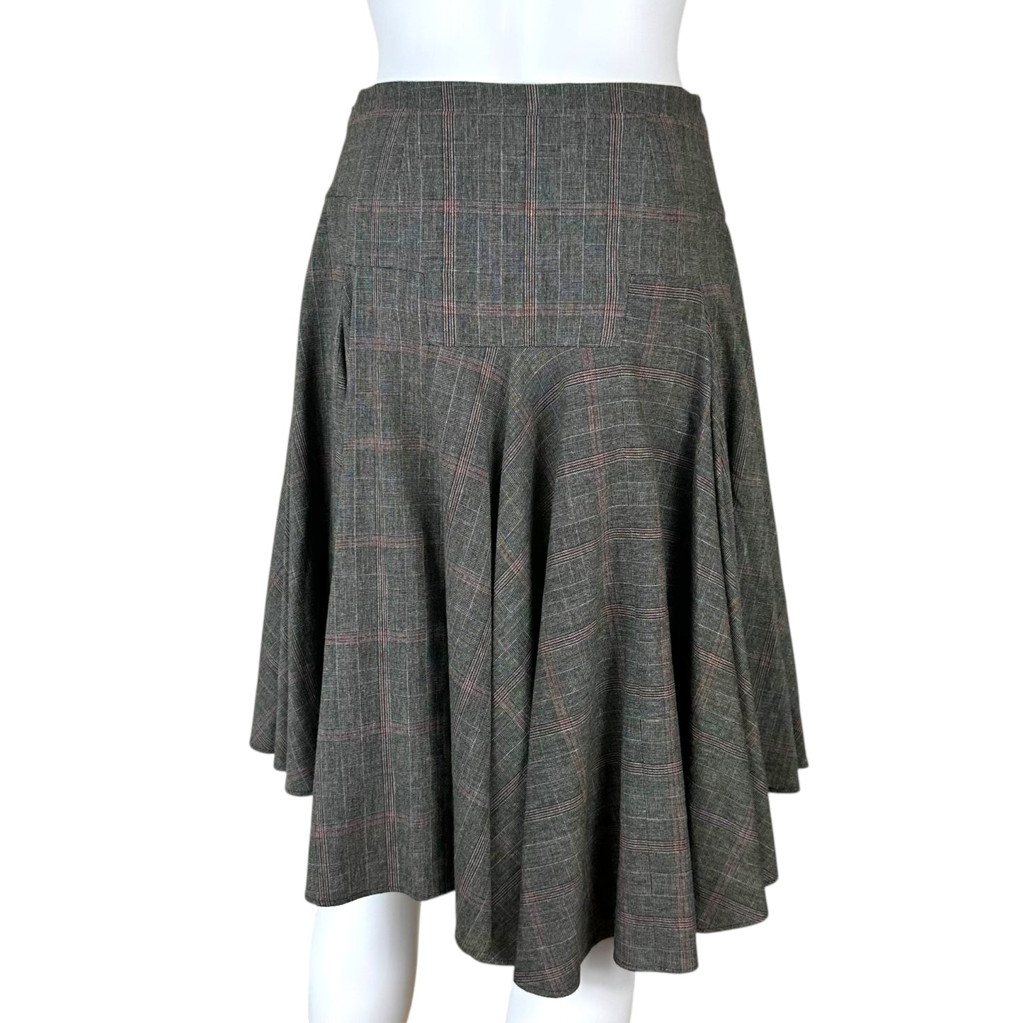 D&G Dolce & Gabbana Plaid Print Wool Midi Skirt