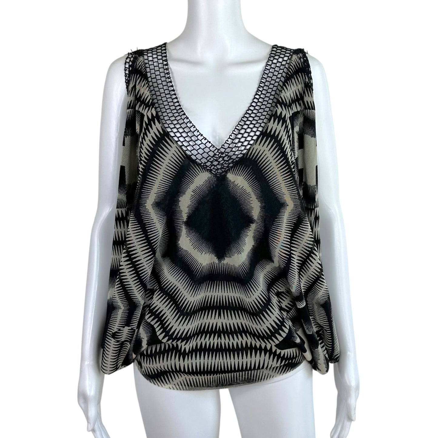 Jean Paul Gaultier Dolman Mesh Top Black White Pattern