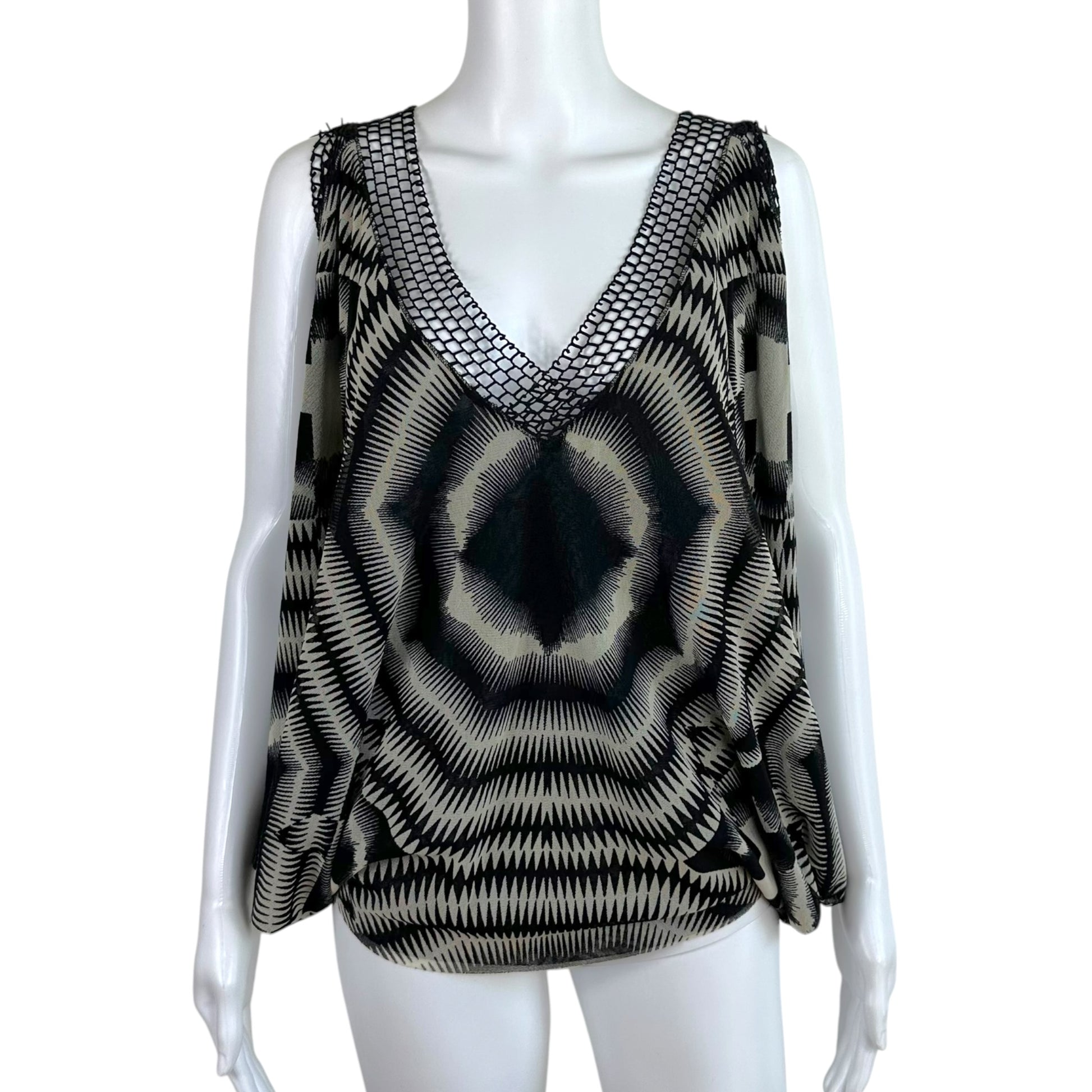 Jean Paul Gaultier Dolman Mesh Top Black White Pattern