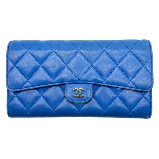 Chanel Cobalt Blue Matelasse Lambskin Long Wallet 2016-17