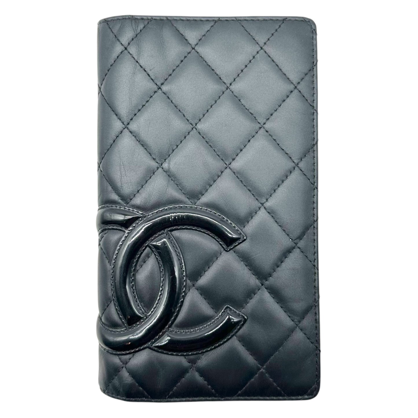 Chanel Cambon Black Bi-Fold Long Wallet 2006-08