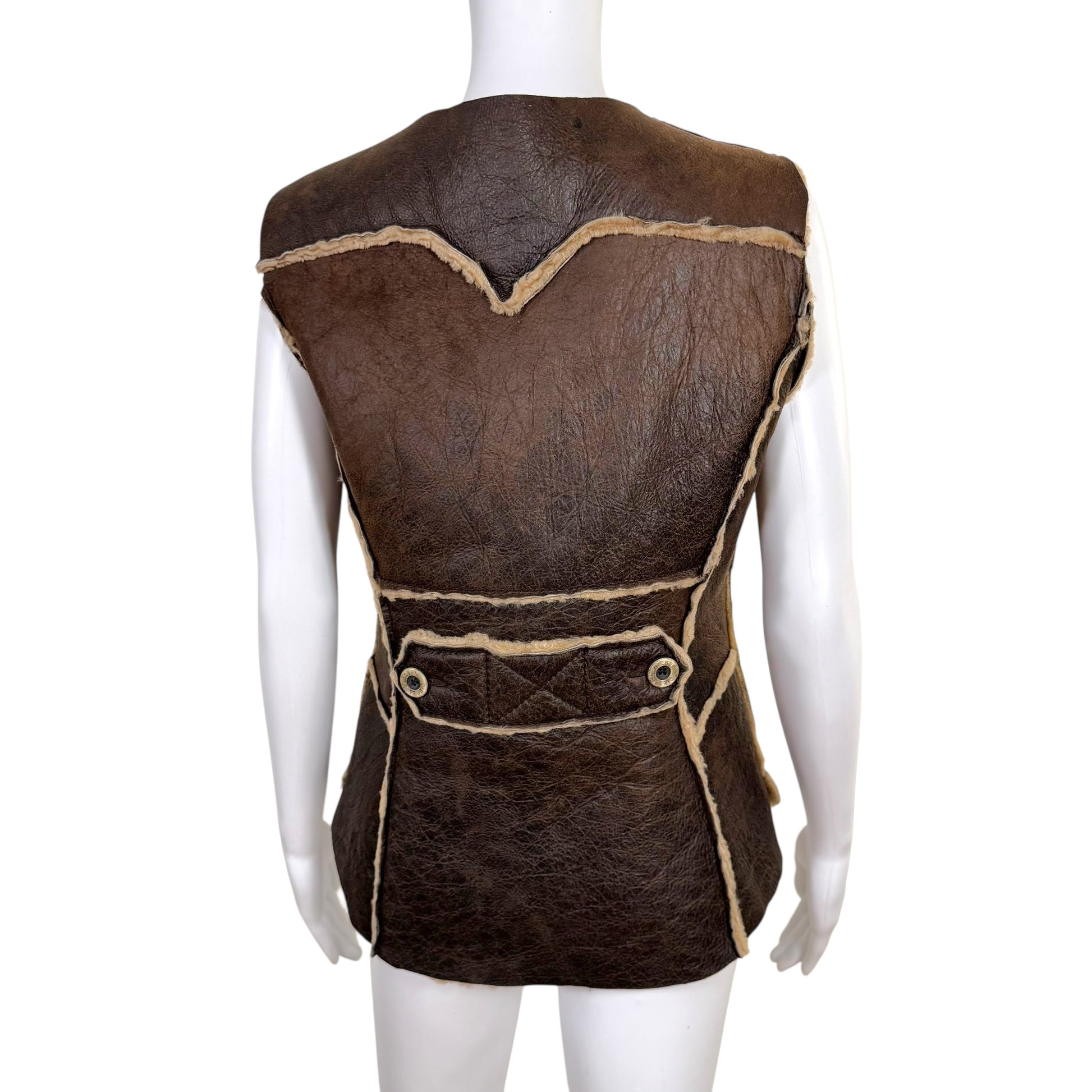 Diesel Brown Shearling Sleeveless Vest - Outfit Repeater