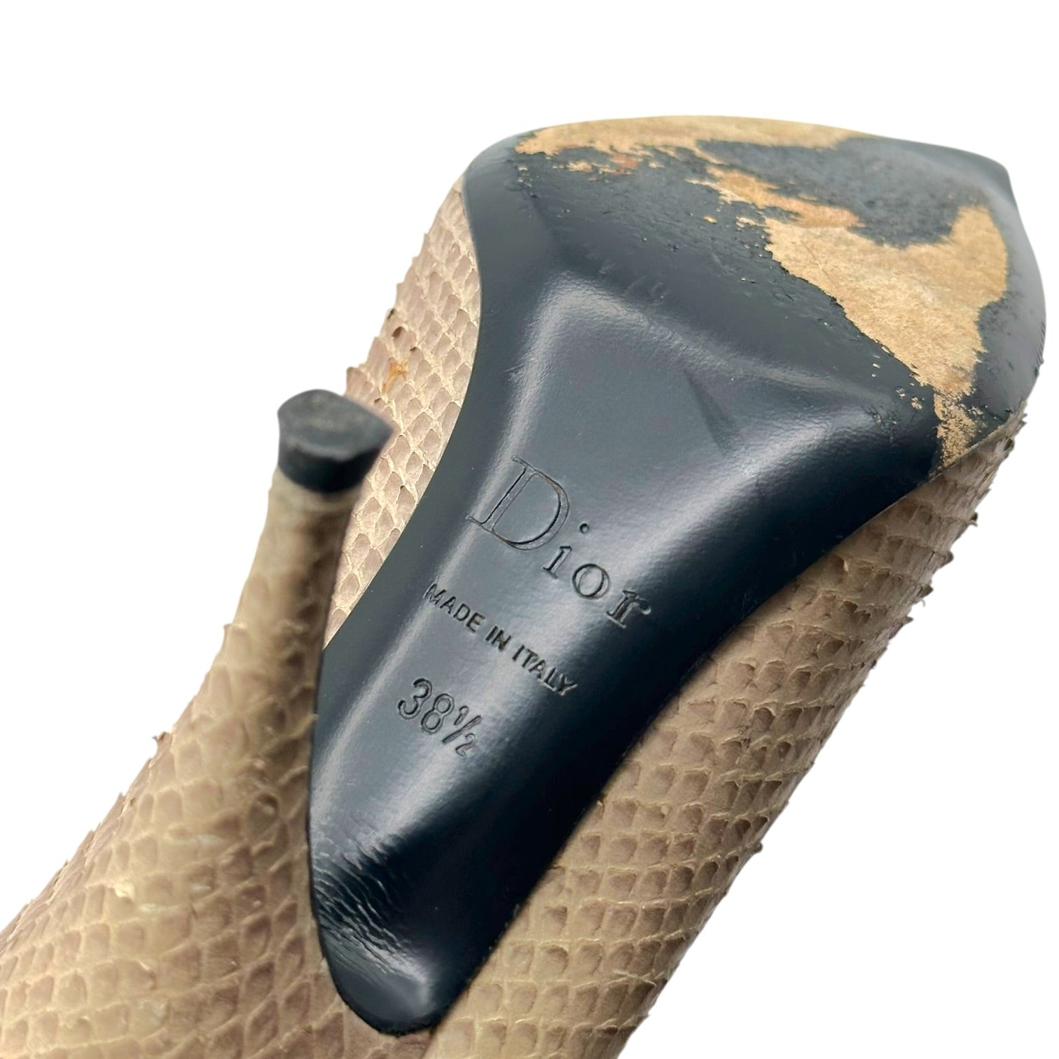 Christian Dior Ivory Snakeskin Pointed Toe Heels