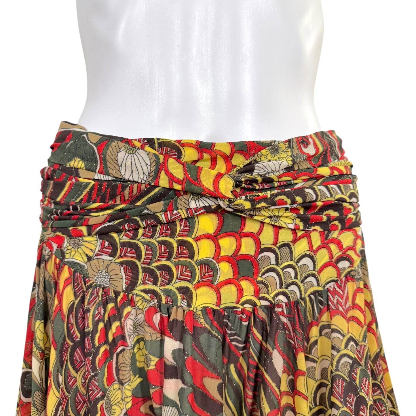 Just Cavalli Roberto Cavalli Metallic Ruffle Printed Midi Skirt - Outfit Repeater