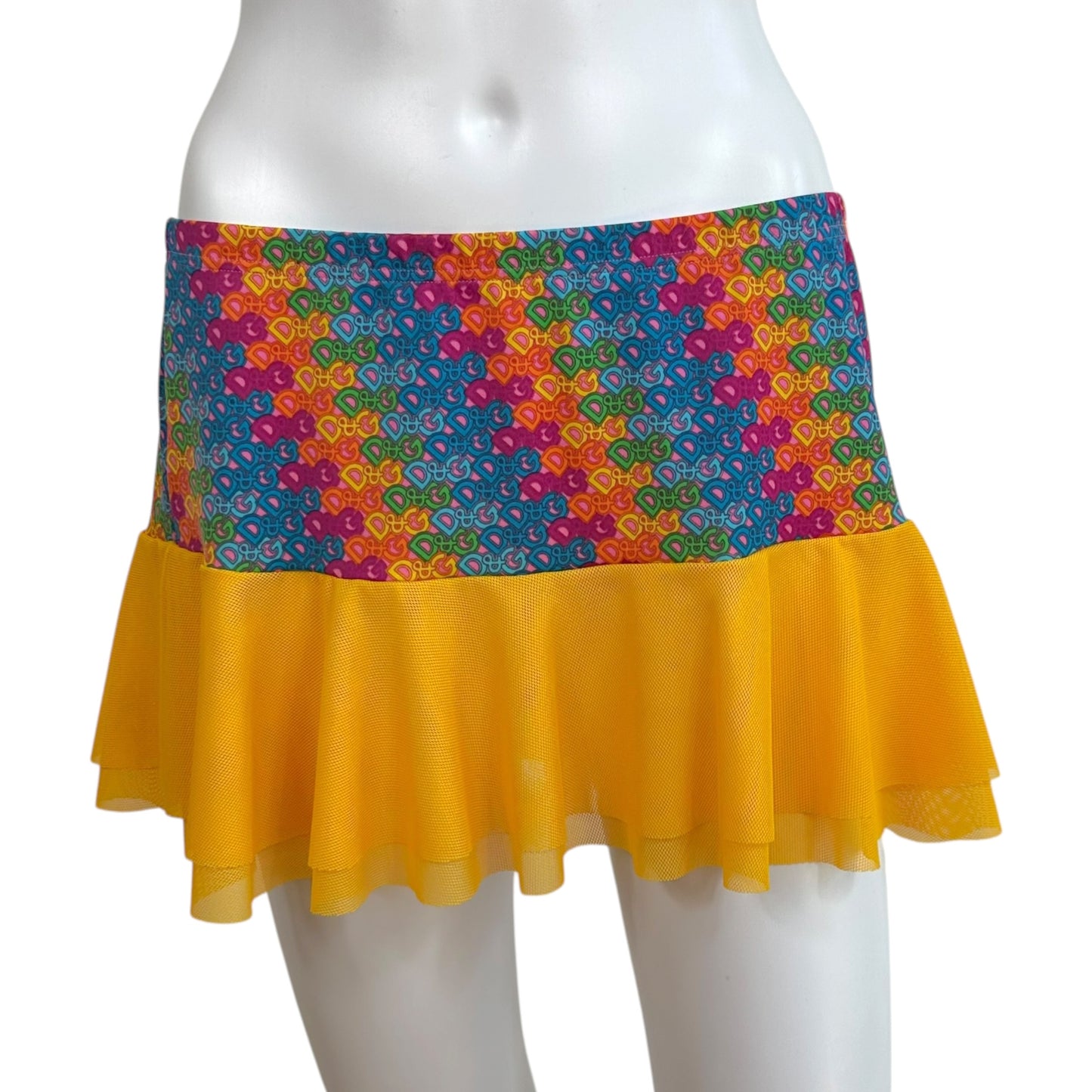 D&G Dolce & Gabbana Beachwear Rainbow Logo Mini Skirt