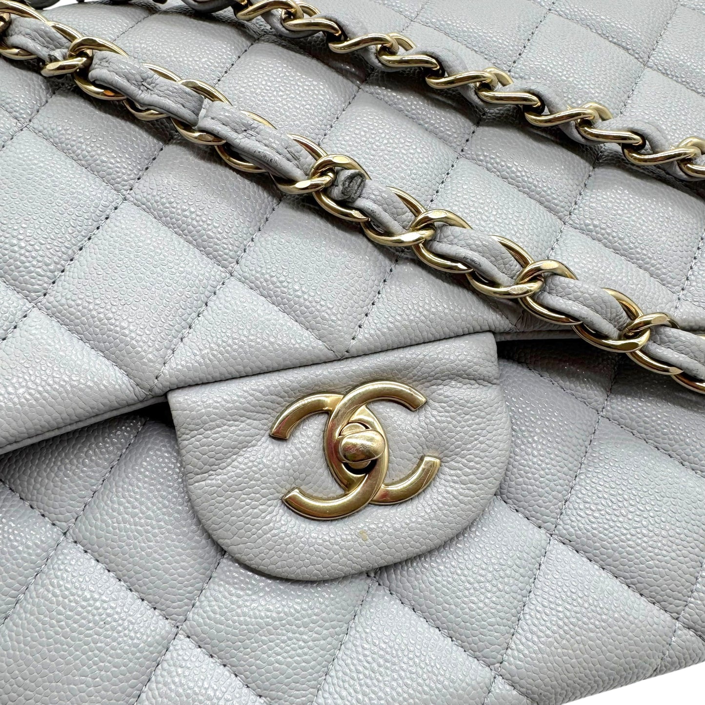 Chanel Gray Caviar Medium Double Flap Bag