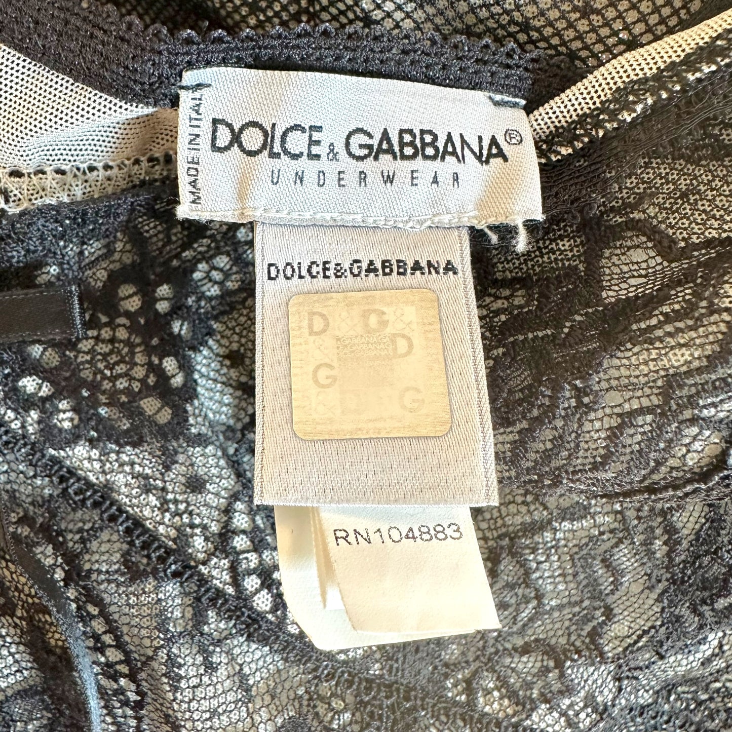 Dolce & Gabbana Underwear Lace Camisole Top w/ Logo Charm