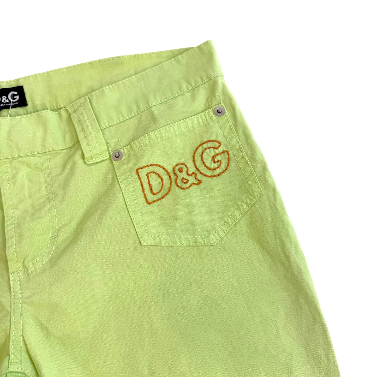 D&G Capri Pants Bright Green Logo Embroidery