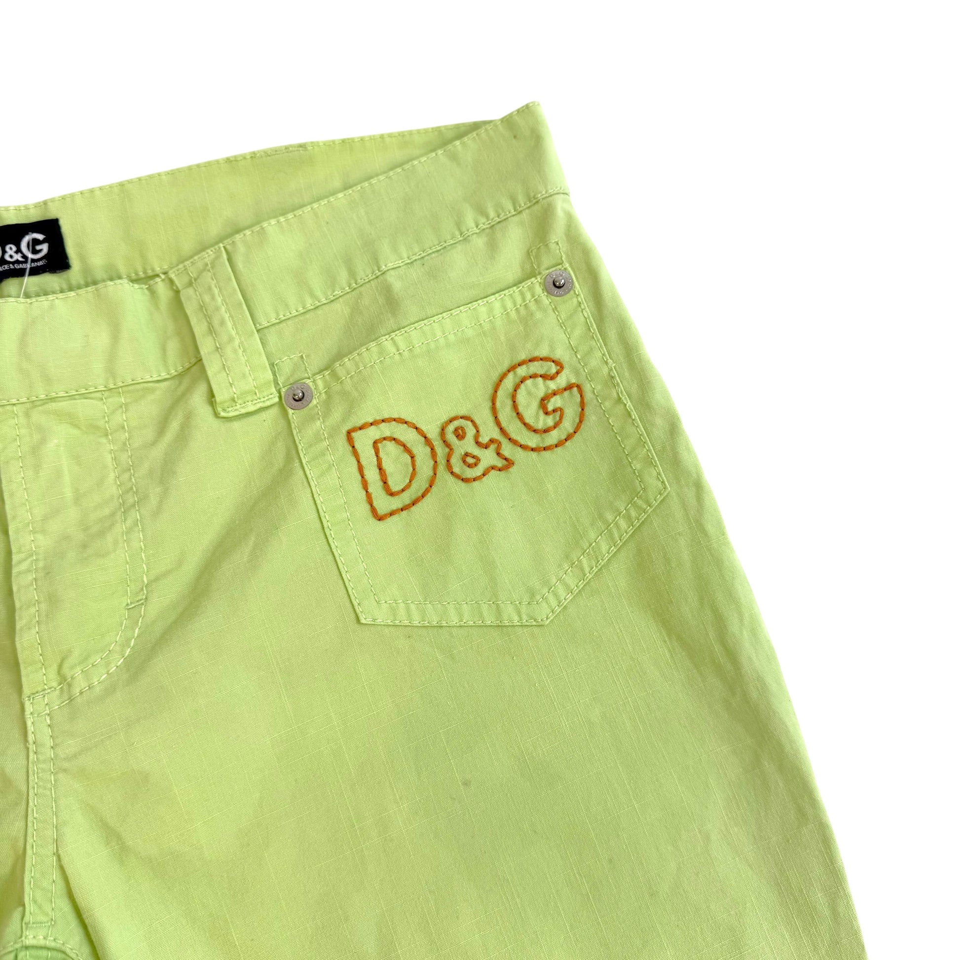 D&G Capri Pants Bright Green Logo Embroidery