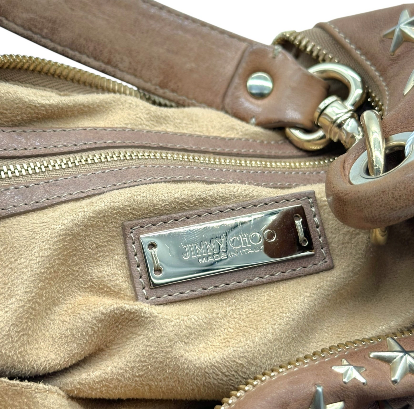 Jimmy Choo Brown & Gold Star Studded Hobo Shoulder Bag - Outfit Repeater