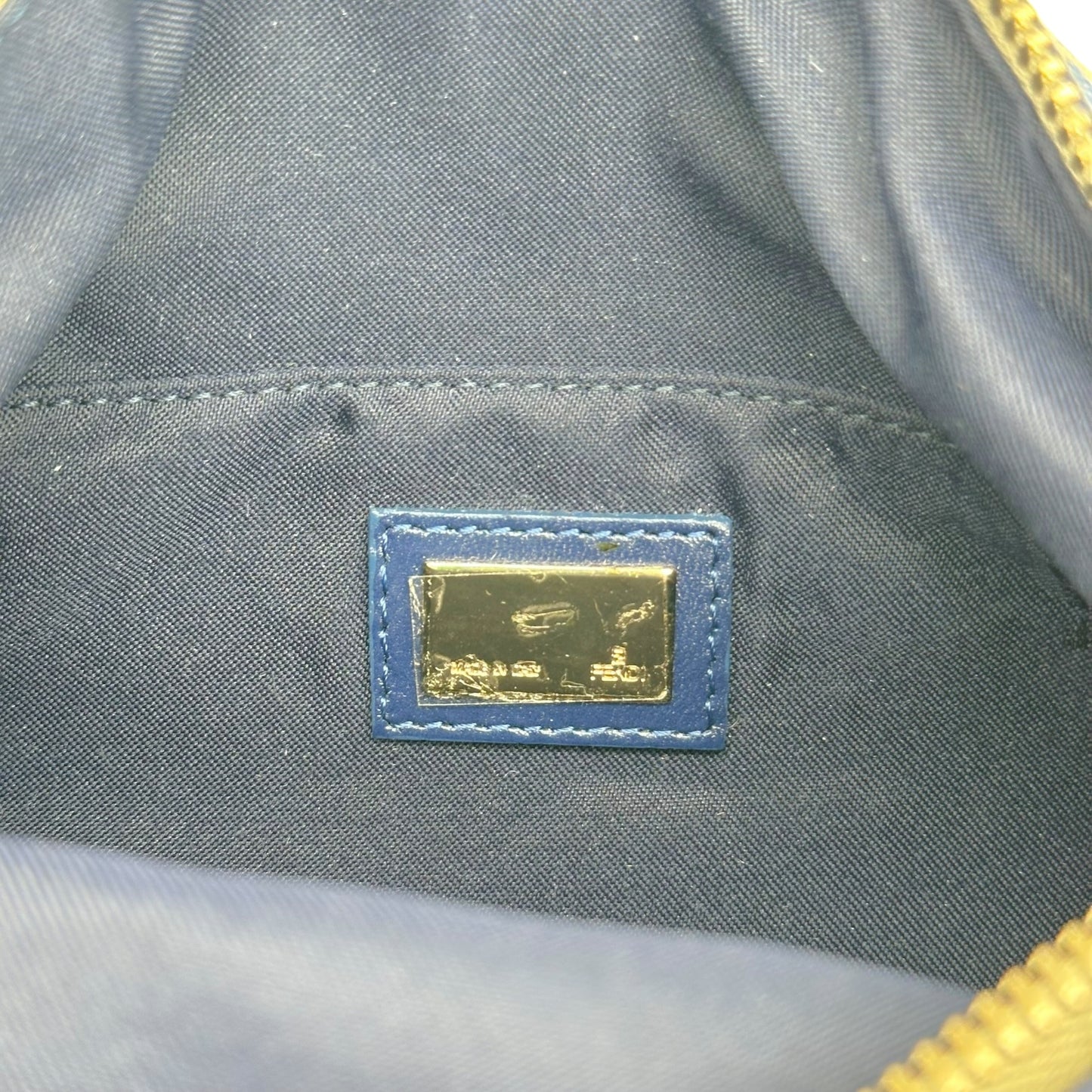 Fendi Blue Zucchino Monogram Leather Trim Shoulder Bag